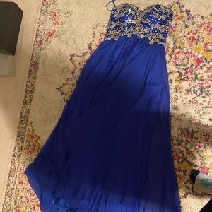 Blue beaded medium prom dress